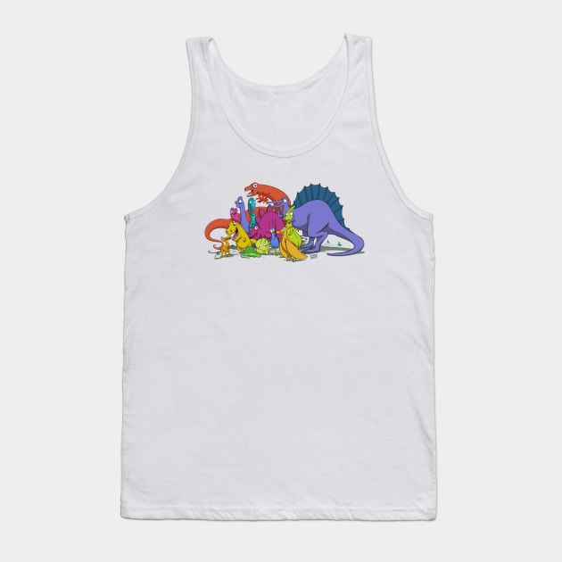 Dinosaurs are all friends and a chicken Tank Top by Ostemo Stephane Meury